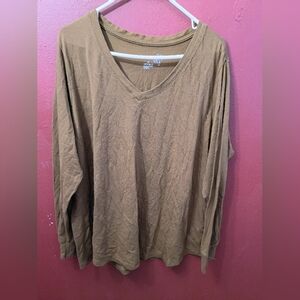 Casual Brown V-Neck Women's Top